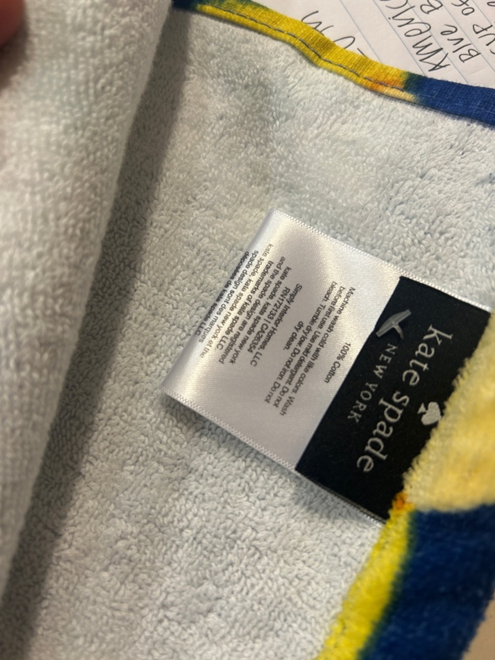New kate spade blue and yellow lemon print beach towel - Picture 6 of 8